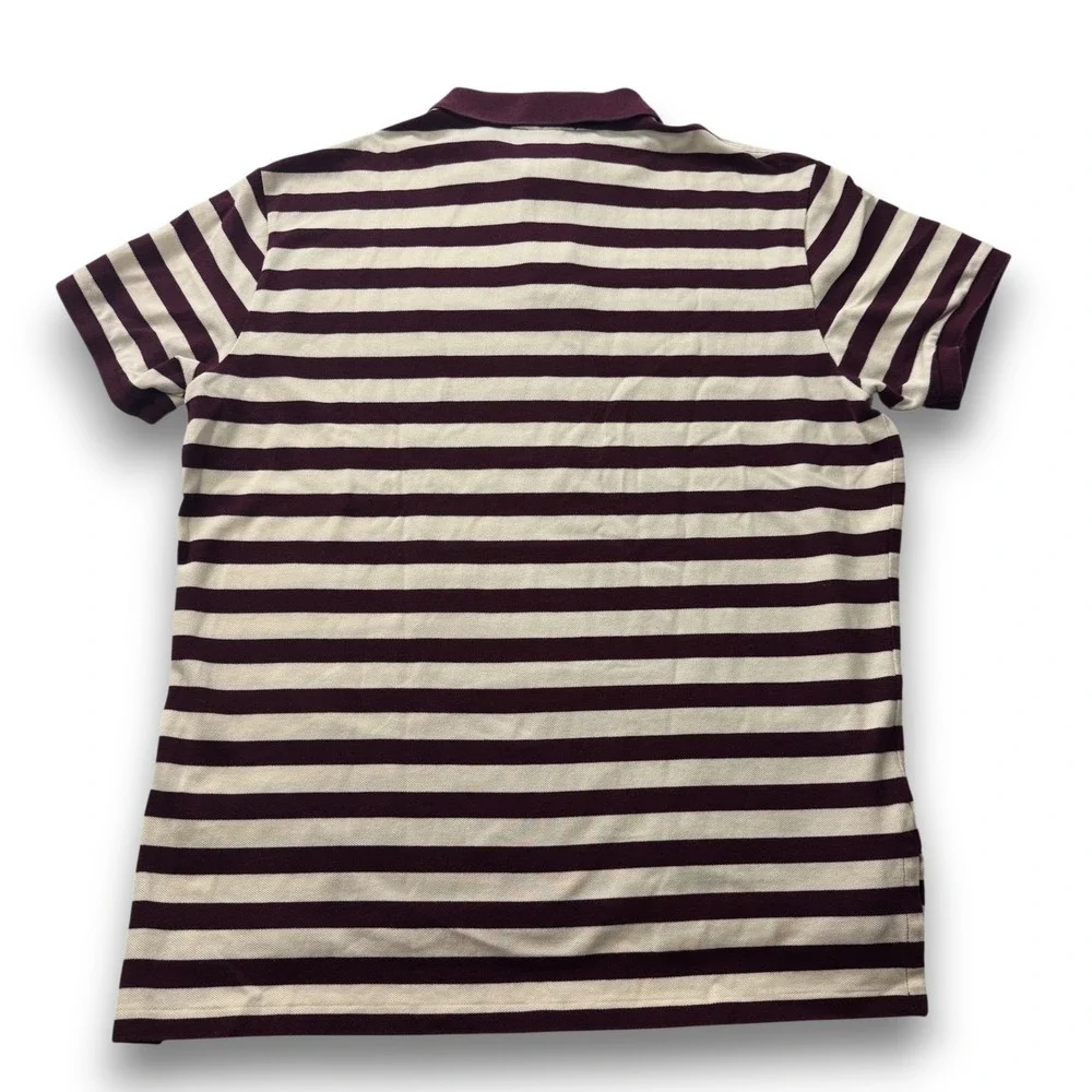 Polo Ralph Lauren Mens XL Custom Fit Striped Polo Shirt Burgundy Cream 00192
